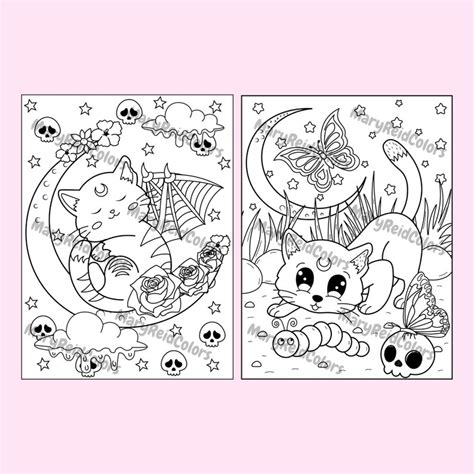 Pastel Goth Coloring Pages Creepy Kawaii Coloring Pages Cute Etsy Finland