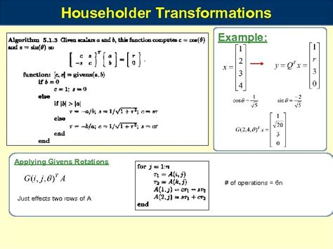 Householder Transformations Example Def Is Called Householder Matrix