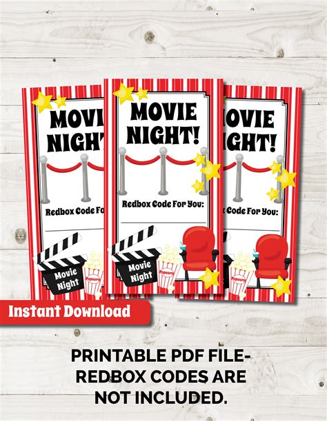 Redbox gift certificate template like mom and apple pie a summer. Redbox Printable Gift Card Redbox Gift Tag Movie Gift | Etsy
