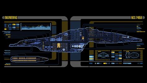 Hd Wallpaper Uss Defiant Blueprint Illustration Star Trek Lcars