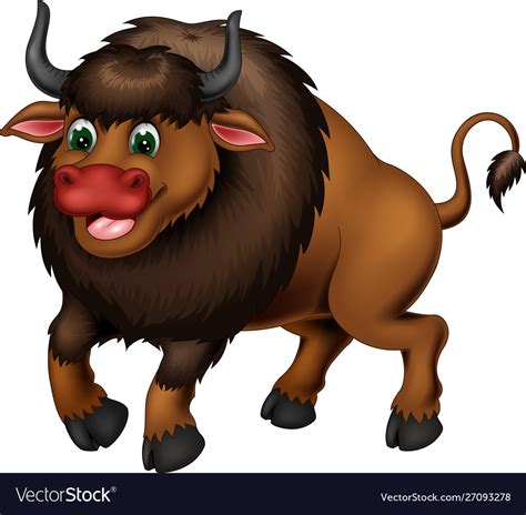 funny brown hair buffalo cartoon royalty free vector image