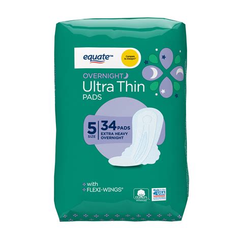 Equate Ultra Thin Size 5 Extra Heavy Overnight Pads With Wings 34