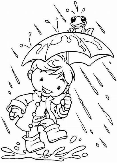 Rainy Coloring Pages Rain Printable Playing Colouring