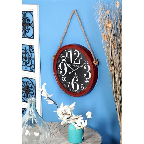 Litton Lane Multi Colored Contemporary Wall Clock With Rope Hanger