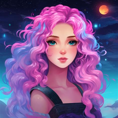 Premium Ai Image An Illustration Of A Girl With Pink Hair And Blue Eyes