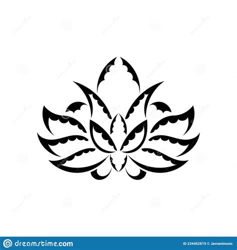 Lotus Ornament Ethnic Tattoo Patterned Indian Lotus Isolated Vector