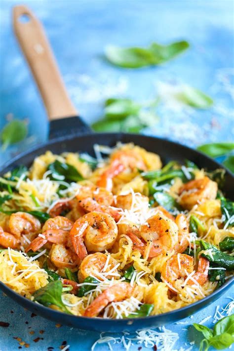 This recipe for shrimp scampi pasta takes those simple, classic flavors and with a twirl of a fork wrapped around slinky angel hair pasta puts the fresh taste of summer smack dab on your dinner table. Shrimp Scampi Spaghetti Squash | Recipe | Spaghetti squash ...
