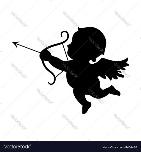Cupid Black Silhouette Valentines Day Symbol Vector Image