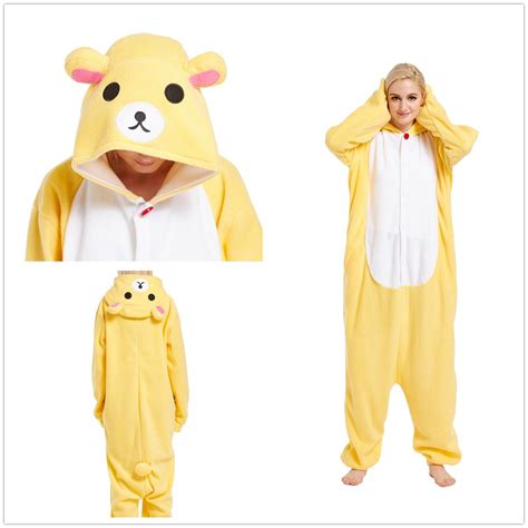 Cute Yellow Rilakkuma Bear Kigurumi Onesies Cosplay Costumes