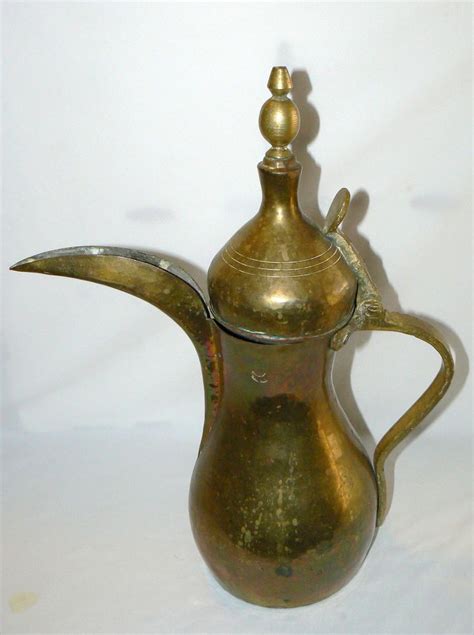 Turkish Arabic Dallah Coffee Tea Pot Brass Copper Antique Vintage