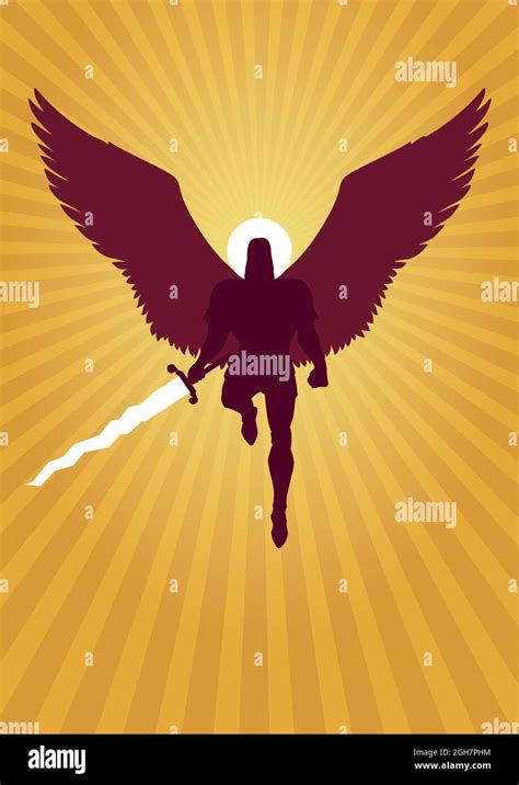 Archangel Michael Flying Silhouette Stock Vector Image And Art Alamy