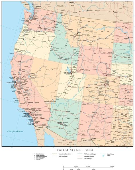 Usa West Region Map With State Boundaries Map Resources