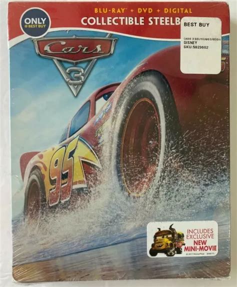 Disney Pixar Cars 3 Steelbook Blueray Dvd Digital Copy Brand New