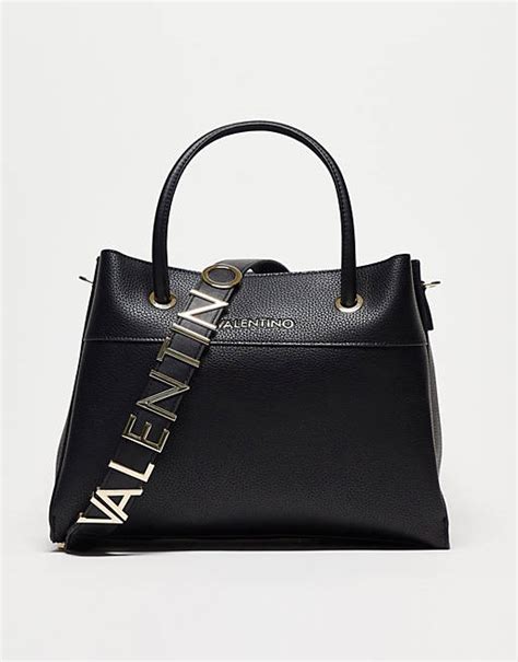 valentino bags alexia tote bag with cross body strap in black asos