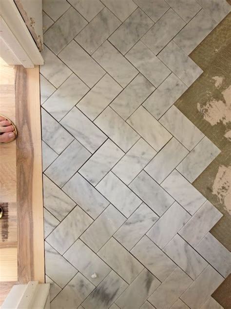 Beautiful Marble And Sophisticated Herringbone Meet For A Gorgeous