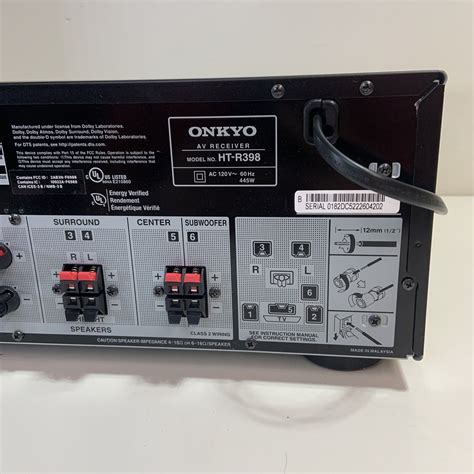 Onkyo Ht R398 445watt Bluetooth Dolby Atmos Hdmi Av Receiver And Remote