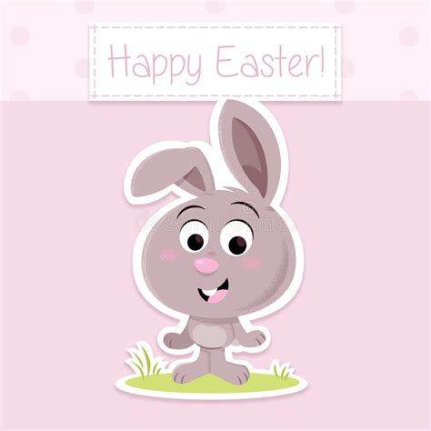 Happy Easter Cute Little Easter Bunny Greeting Card Template Stock