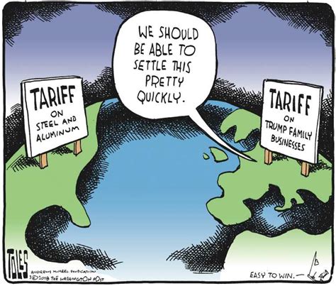 Political Cartoon On Tariff Threat Shocks Market By Tom Toles