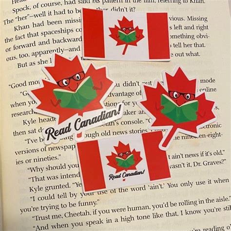 Book Reading Canadian Maple Leaf With Glasses Sticker T For Etsy