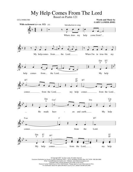MY HELP COMES FROM THE LORD (Lead Sheet With Melody, Chords And Lyrics