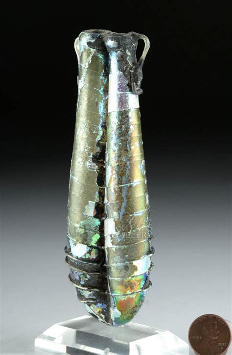 Sold At Auction Roman Glass Double Unguentarium W Stunning Iridescence