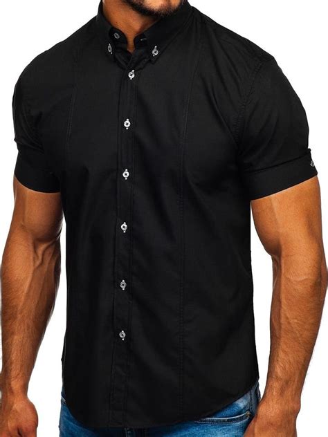 Camisa De Manga Corta Para Hombre Negra Bolf 5528 Negro