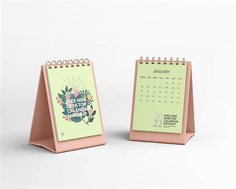 Front View Of 2 Mini Desktop Calendars Mockup Free Resource Boy
