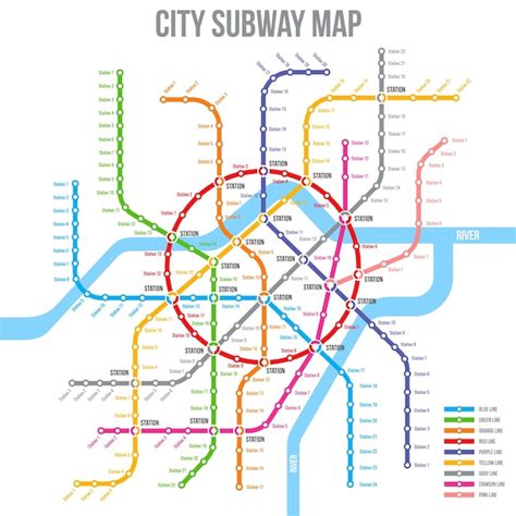 Premium Vector Subway Metro Or Underground Map With Stations