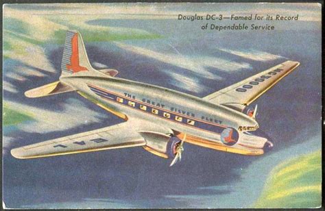 Eastern Airlines Douglas Dc 3 Color Postcard