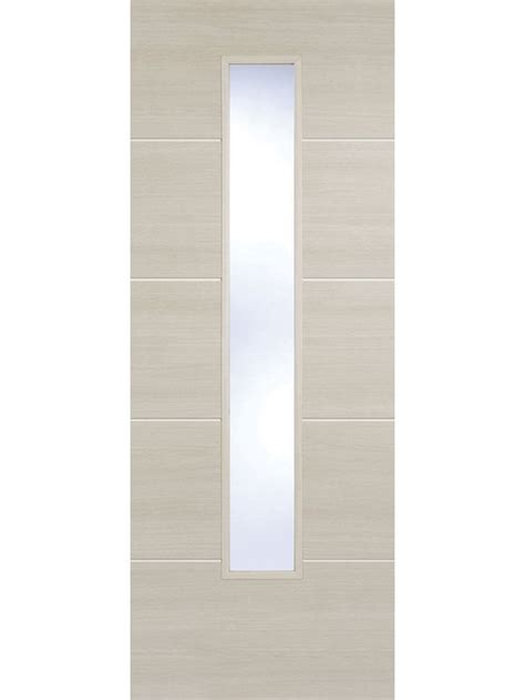 Santandor Laminated Ivory Fully Finished Clear Glass Internal Door