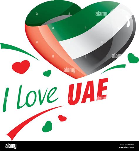 National Flag Of The United Arab Emirates In The Shape Of A Heart And The Inscription I Love Uae
