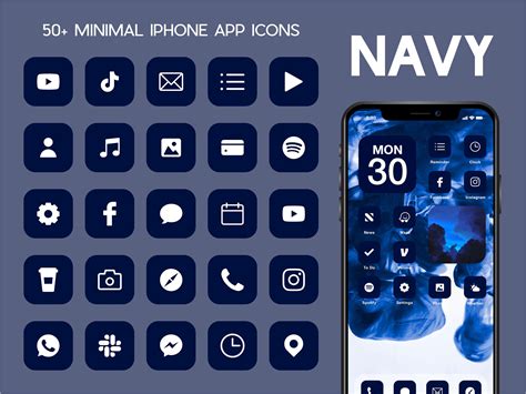 50 Minimal Navy Ios App Icons Blue Iphone Ios 14 Theme App Icon