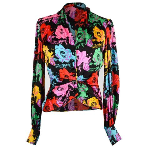 Emanuel Ungaro Vintage Blouse Floral Print Top Fits 6 For Sale At