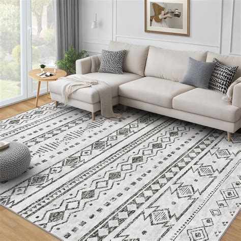 Area Rugs 9x12 Living Room: Large Machine Washable Rug with Non-Slip