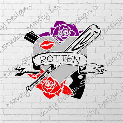 Harley Quinn Inspired Rotten With Heart And Baseball Bat Png Etsy