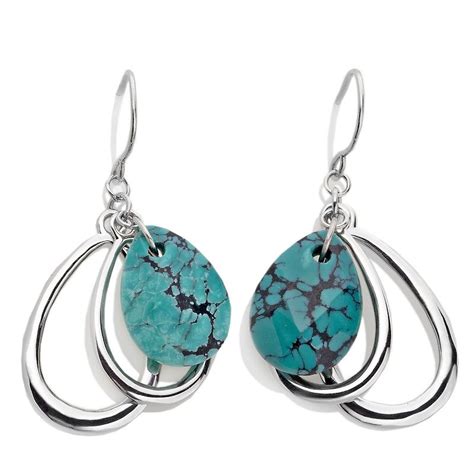 Sterling Silver Pear Shaped Turquoise Drop Earrings Turquoise Drop