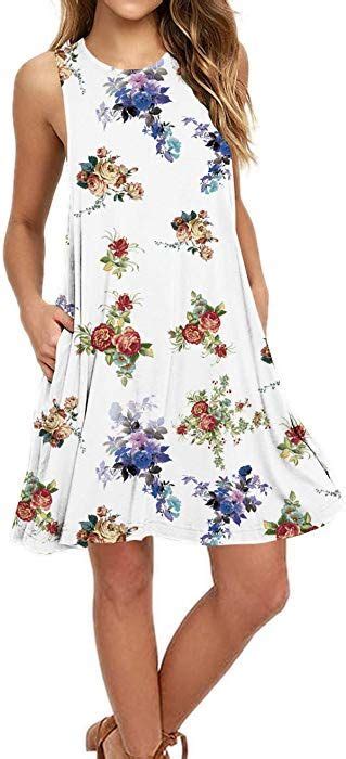 Auselily Womens Sleeveless Pockets Casual Swing T Shirt Dresses S