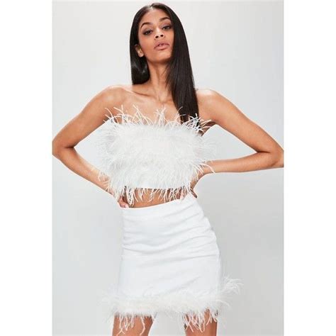 Missguided Feather Hem Mini Skirt 14 Liked On Polyvore Featuring Skirts Mini Skirts White