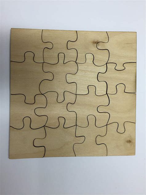 Derwent Laser Crafts 16 Piece Blank Wooden Jigsaw Puzzle 3 Sizes To