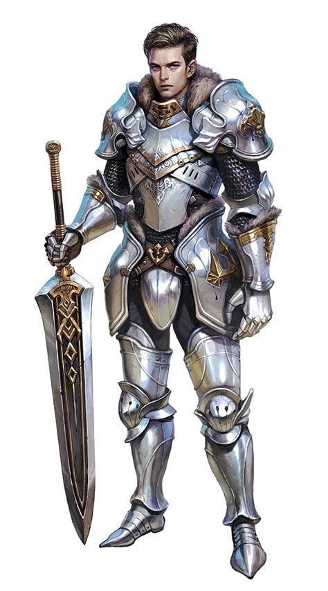 Male Human Fighter Knight In Plate Armor Pathfinder Pfrpg Dnd Dandd 35