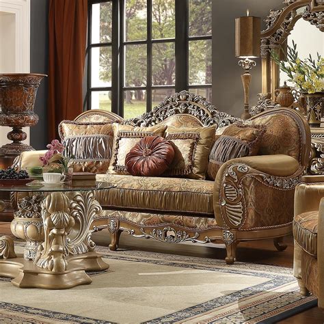 Antique Brown Chenille Living Room Set 4pc Homey Design Hd 622