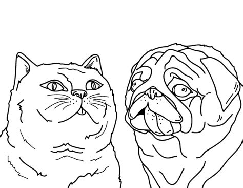 Print them online for free! Free printable cat and dog coloring page. Download it at https://museprintables.com/download ...
