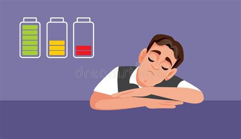 Sleepy Man Resting On A Desk Vector Cartoon Illustration Stock Vector