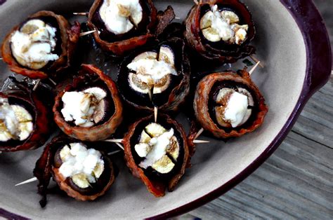 Bacon Wrapped Goat Cheese Stuffed Figs Recipe Fig Recipes Food