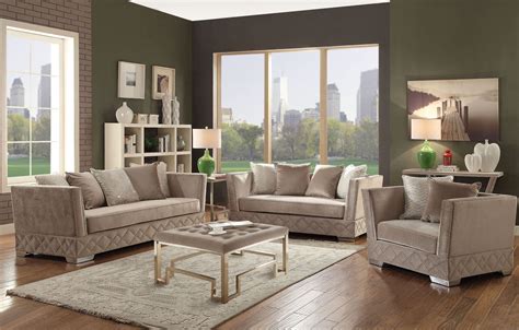 Tamara Beige Velvet Living Room Set From Acme Coleman Furniture