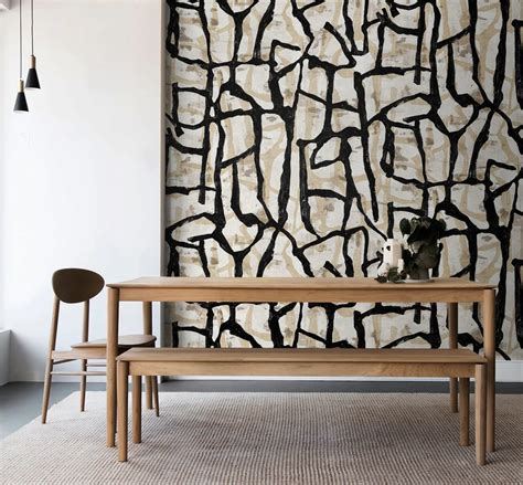 jouji ebony and sand wall mural from the japandi style collection by seabrook wallcoverings in