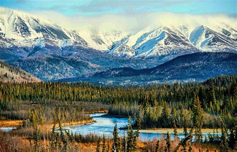 Tierra Paisaje Alaska Bosque Montaña Naturaleza Río Nieve Fondo