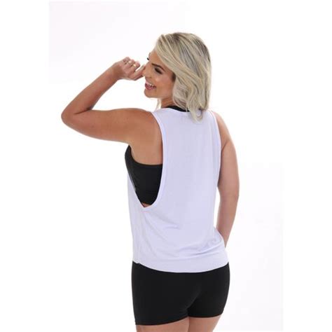 Kit 2 Camiseta Regata Fitness Cavada Academia Feminina Branco Netshoes
