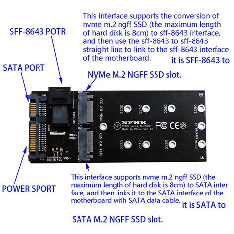 22Pin SATA M 2 SSD Adapter SFF 8643 auf NVMe M 2 NGFF SSD für Mainboard