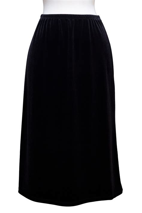 Black Velvet A Line Mid Length Skirt Skirts